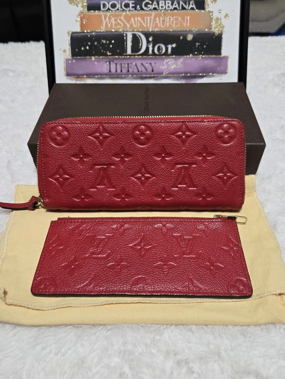 🔥 Louis Vuitton Empriente Leather Red Celemence Wallet With Pouch 🔥